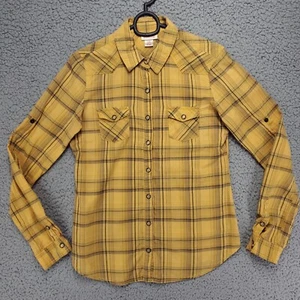Mossimo Supply Co. Snap Up Western Shirt Womens S Goldenrod Plaid Cotton - Picture 1 of 9
