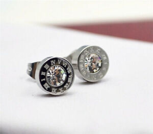 Silver Roman Numerals Silver Titanium Steel Circular Earring Wedding Jewelry Gif