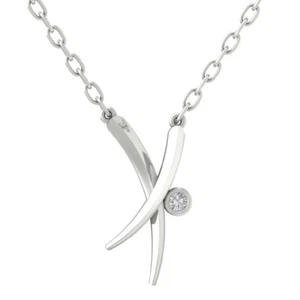 Sterling Silver Round Diamond Fancy Unique Pendant Necklace 1/20ct, 18", 2.41g - Picture 1 of 5