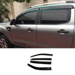 For Ford Ranger 2015-22 Black Window Wind Visors Sun Rain Guard Vent Deflectors - Picture 1 of 7
