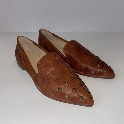 Frye Kenzie Tejido Punta Plana Coñac Tachonado Cuero Oveja Imperfecto Foto 1 de 4