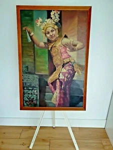 THE BALINESE DANCER - ORIGINAL OIL PAINTING ON BOARD - INDONESIAN/ ARTIST 1960s - Picture 1 of 12