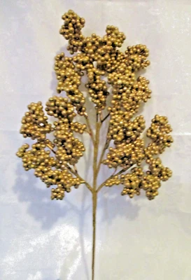 Set/5 RAZ 17" Gold Glittered Berry Cluster Sprays-For Floral Arrangements & More - Image 1 of 2