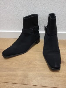 Stuart Weitzman Ankle Boots Square Toe Buckle  Size 8 Black - Picture 1 of 11