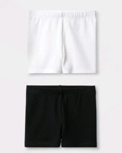 2 pack Cat & Jack girls shorts kids Toddler 4T black/White cotton stretch Tumble - Picture 1 of 1