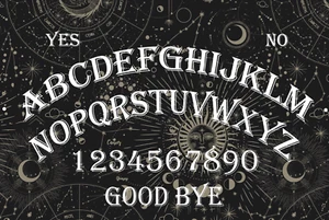 OUIJA BRETT BLECHSCHILD Halloween Spirituelle Hexerei Wicca Hexe - Bild 1 von 1