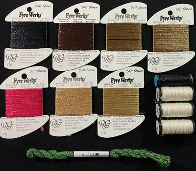 12xNeedlepoint/Embroidery RG FyreWerks/ KREINIK+THRDWORX 12+16 Brd metallic-DN17 - Image 1 of 2