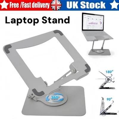 360° Rotating Metal Portable Laptop Desk top Stand Holder Adjustable Tablet UK - Image 1 of 4