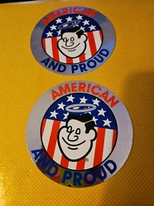 2 AMERICAN AND PROUD FOIL -Sticker / Decal  RACING ORIGINAL OLD STOCK - Picture 1 of 6