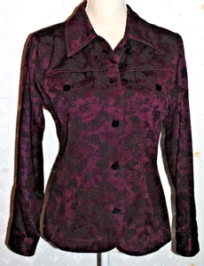 Susan Graver Style Damen Jacke Blazer Gr. Small Burgund Blumenmuster - Bild 1 von 6