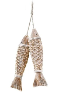Wooden Fish Hanging Wall Decoration - Rustic Nautical Beach Theme Home Decor ... - Picture 1 of 7
