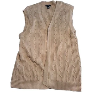 Vintage Mens XL J Ivy Crew Beige Sweater Vest Buttonup - Picture 1 of 4
