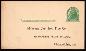 SELTEN DIE McWANE GUSSEISEN PFEIFENFIRMA, PHILADELPHIA, PENNSYLVANIA POSTKARTE - Bild 1 von 2