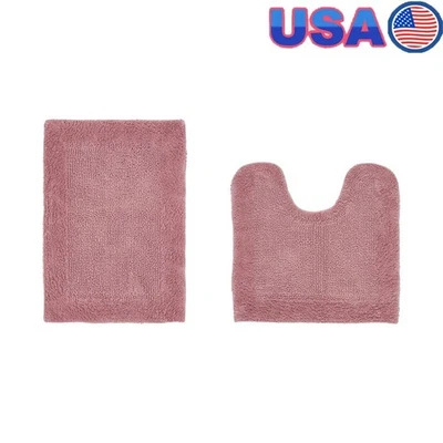 Juego de alfombras de baño Premium 100 algodón 2 piezas alfombra absorbente reversible acolchada suave nuevo Foto 1 de 4