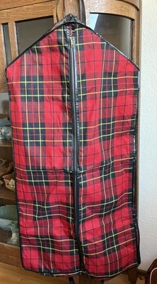 Винтажная дорожная сумка для одежды в клетку холщовая виниловая отделка складная стильная красивая!! - Изображение 1 из 4