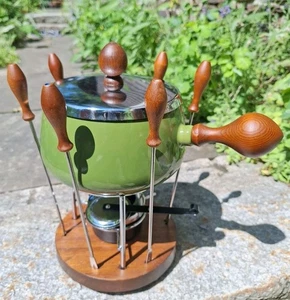 Vintage Fondue Set Gold Grün Neu in OVP von Gailstyn komplett, ein Chip - Bild 1 von 23