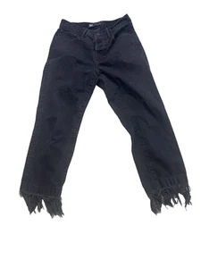 3 x 1 Damenjeans 25 schwarz Mamba ausgefranster Saum gerades Bein hoher Bund hergestellt in den USA Denim - Bild 1 von 8