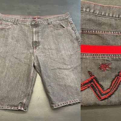 Мужские джинсовые шорты Red Ape 48 черные широкие мешковатые вышитые хип-хоп Y2K Skater - Изображение 1 из 4