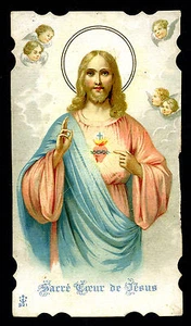 antikes Heiliges Chrom Holy Card Image Puse HEILIGES HERZ JESU - Bild 1 von 1