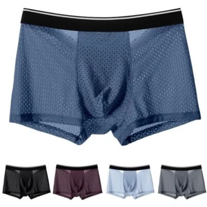 Ropa interior cómoda y transpirable de malla de fibra de bambú de seda de hielo de 3 piezas para hombre - Imagen 1 de 19
