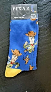 Disney Pixar Woody Toy Story Novelty Fun Crew Socks Sz 9-13 New - Picture 1 of 3