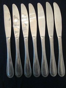 7er SET SPEISEMESSER! Vintage ESTIA Edelstahl: PERLENMUSTER: SCHÖN! - Bild 1 von 4