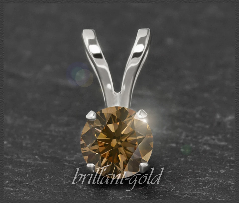 Diamant Anhänger mit 0,55ct aus 585 Gold, Brillant in Cognac Chamapgner, Neu - Bild 1 von 4