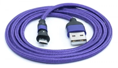 Cavo USB 2.0 1 m Micro maschio a 2.0 A femmina adattatore angolo 180° in viola - Immagine 1 di 4