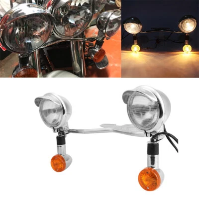 Passing Spot Fog Turn Signals Lights Bar For Honda VTX 1300 C R S RETRO Cruiser - Image 1 of 4