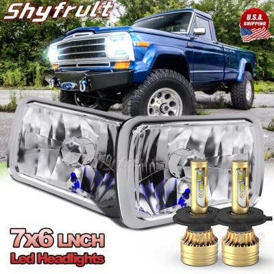 Par de faros LED de haz alto/bajo DOT 5x7" 7x6 pulgadas aptos para camioneta Jeep J10 J20 1974-1988 Foto 1 de 4