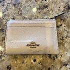 AUTH COACH COMPACT LEATHER COIN, CARD, ID HOLDER MINI WALLET IM/CHALK PREOWNED