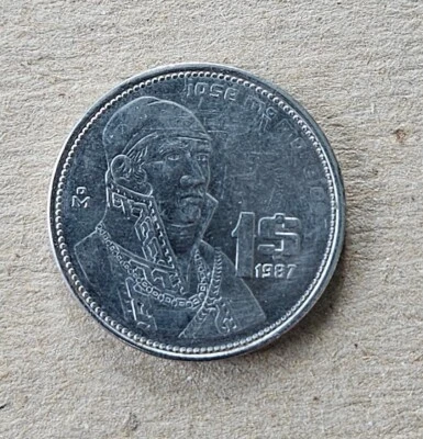 Moeda mexicana/mexicana de 1 peso - 1984 e 1987 - Circulada - Duas moedas! - Imagem 1 de 4