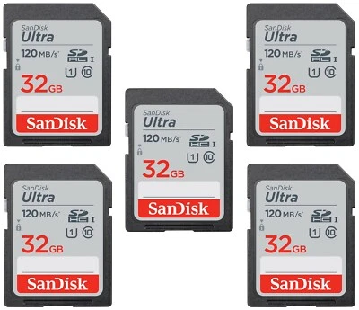 5 x SanDisk Ultra 32GB Class 10 C10 SD SDHC 120MB/s SDSDUN4-032G Camera Card - Image 1 of 3