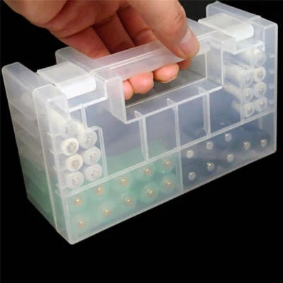 Clear Hard Plastic AA AAA C Battery Storage Box Cover Case Holder Portable UFF - Image 1 of 4