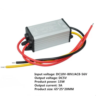 AC/DC-DC DC10V-80V/AC8-56V to 5V 3A 15W car waterproof DC power converter - Image 1 of 4