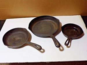 Wagner Cast Iron USA 3 Piece Set Flat Bottom 6.5" 8" 10.5" Flat Bottoms - Bild 1 von 8