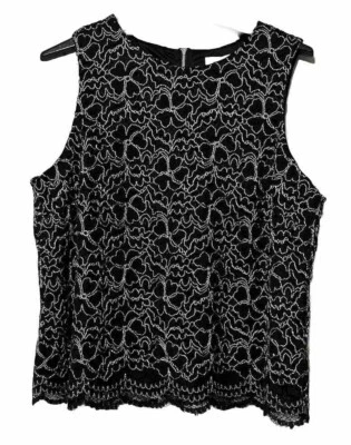 Conjunto de falda ELLE 2 piezas 16 y top sin mangas XL negro floral encaje forrado tirar Foto 1 de 4