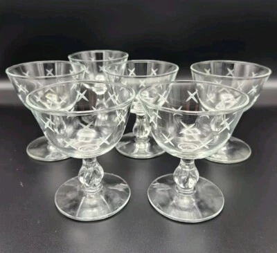 Cocktail Glasses MCM Atomic Stardust Champagne Sherbet Coupes Set of 6 Libbey - Image 1 of 4