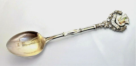 Windsor Canada Sterling Silver Souvenir Spoon Ferry Landing Enameled VTG 5 3/8" Cover