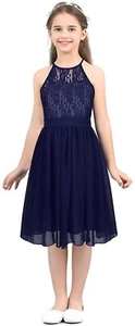 Abito da damigella d'onore damigella d'onore per ragazze in pizzo chiffon fiore chiffon ballo junior  - Foto 1 di 7