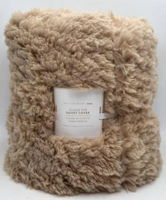 Pottery Barn Teen Cloud Faux-Fur FULL / QUEEN Duvet Cover ~ Latte Brown - Image 1 of 2