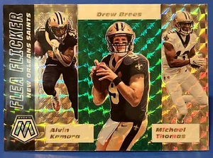 2020 Panini Mosaic Green Prizm Mosaic Flea Flicker Brees/Kamara/Thomas Saints - Picture 1 of 2