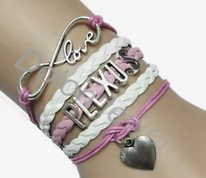 Pulsera PLEXUS, LOVE, 5 Hilos Rosa y Blanco y Dijes Infinity Love, Nueva - Imagen 1 de 1