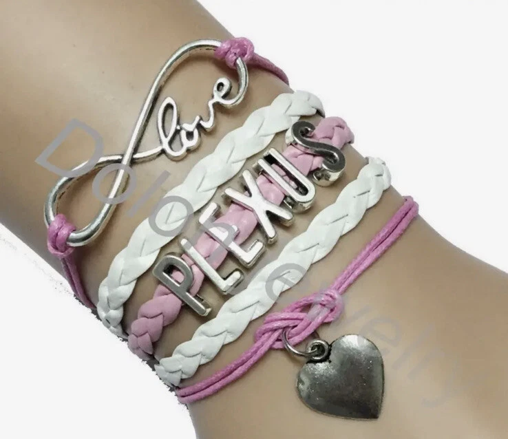 Pulsera PLEXUS, LOVE, 5 Hilos Rosa y Blanco y Dijes Infinity Love, Nueva Foto 1 de 1