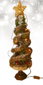 Albero di Natale 73 cm, Spirale di Natura su Antico Piedistallo in ottone - Foto 1 di 9