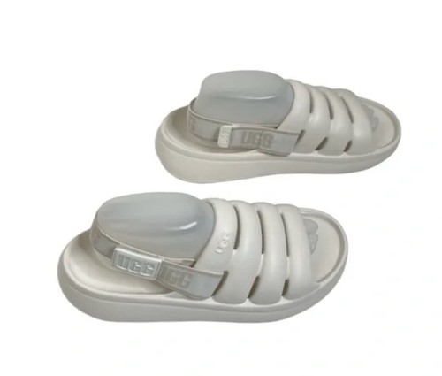 Scarpe sandali Ugg Sport Yeah donna in gomma bianca slingback taglia 10
