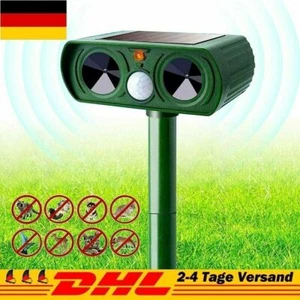Solar Tiervertreiber Ultraschall Abwehr Marder Katzen Hunde Abwehr Schreck Grün - Bild 1 von 12