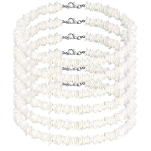 Funtery 6 Pcs White Puka Shell Necklace Hawaiian Seashell Necklace Beach - Picture 1 of 7
