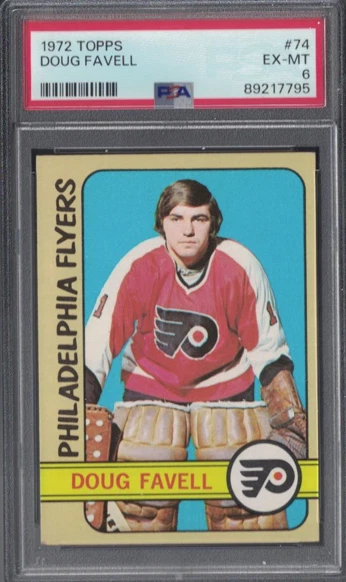 1972 Topps #74 Doug Favell PSA 6 EX-MT Philadelphia Flyers Legend - Image 1 of 2