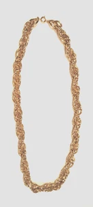 Heavy Gold Tone Teardrop Link Chunky Rope Chain Necklace 24” Length Vtg - READ - Picture 1 of 5